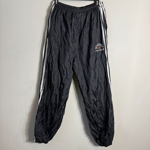Vintage Tommy Hilfiger 90s Windbreaker Track Pants Men's Large Black Tracksuit - Picture 4 of 12